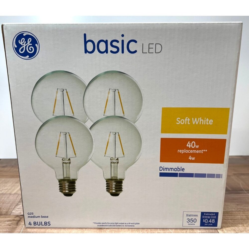 GE Basic LED 40W Replacement Soft White Dimmable Bulbs G25 Globe